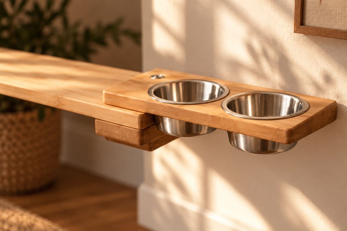 Wall-Mounted Cat Feeding Shelf — 18"