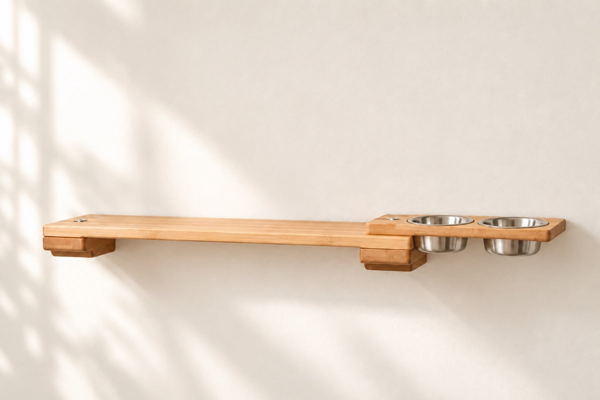 Wall-Mounted Cat Feeding Shelf — 18"
