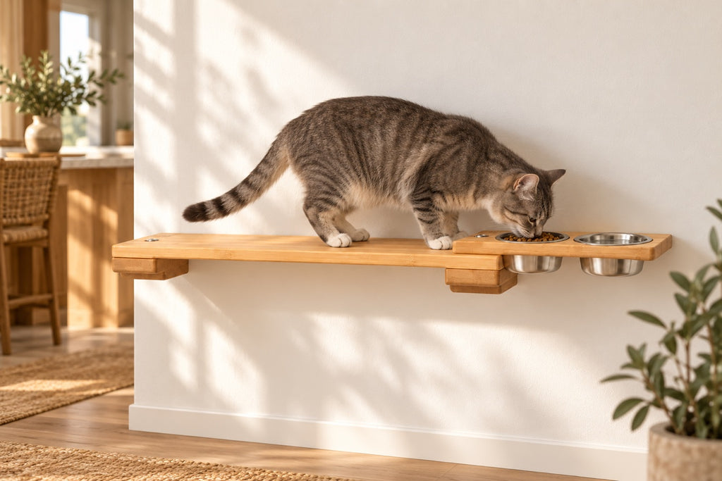 Wall-Mounted Cat Feeding Shelf — 18"