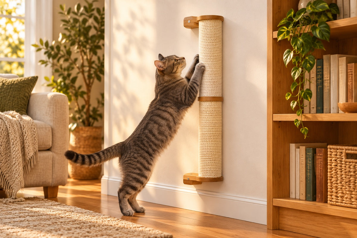 Wall-Mounted Cat Climbing Pole, 2-Tier