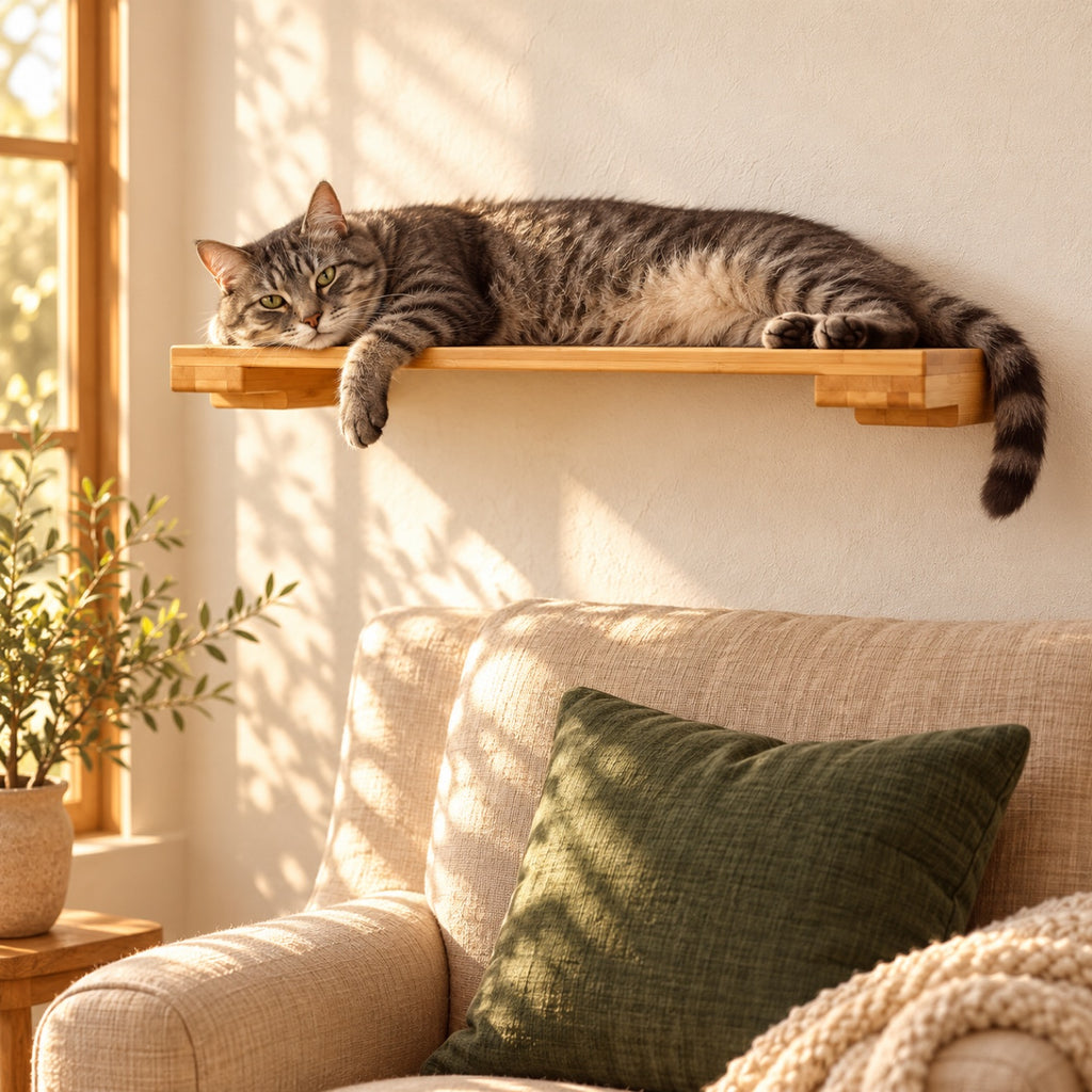 Wall-Mounted Cat Shelf, 34"